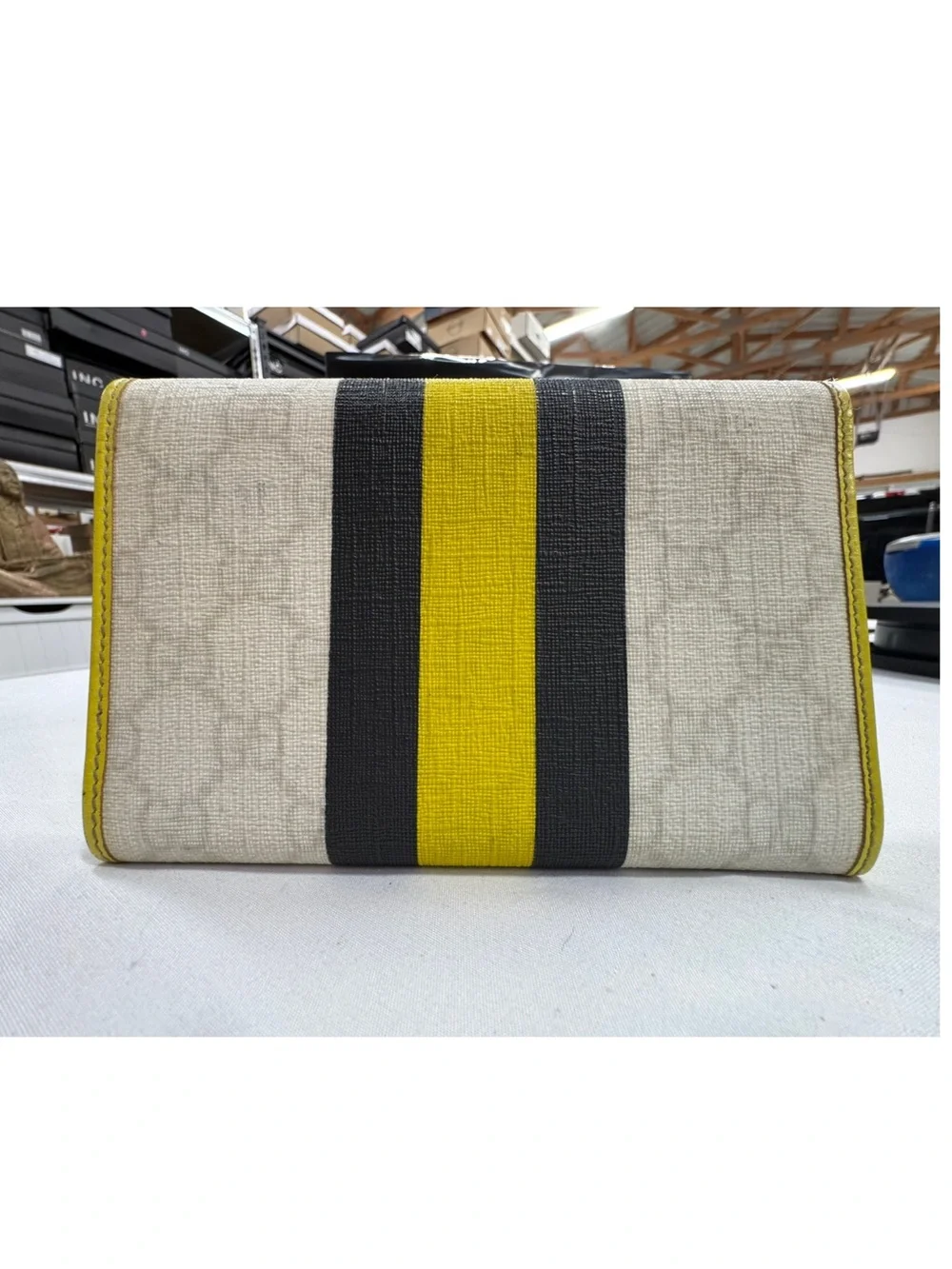 Gucci White with Black & Yellow Stripe, Canvas Wallet - Picture 3 of 7